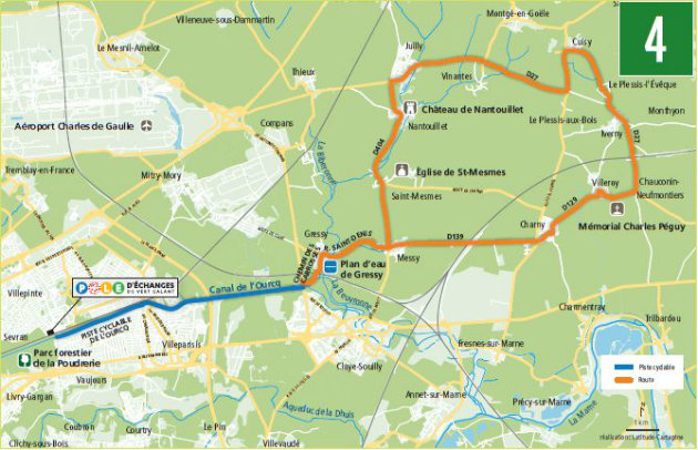 Carte vélo canal de l'Ourcq sur les traces de Charles Péguy